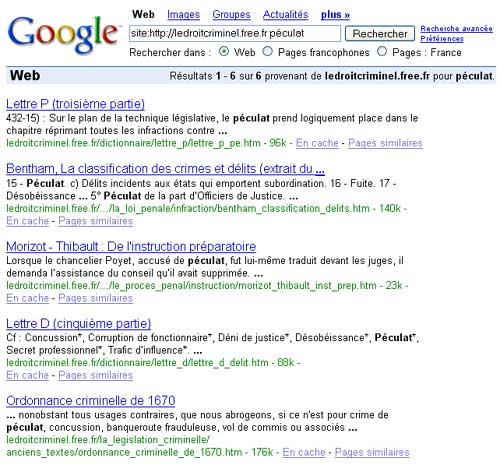Copie écran d'une recherche sur Google